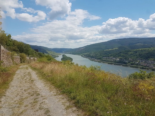 Wanderweg in der Nähe von Lorch mit Blick ins Rheintal
